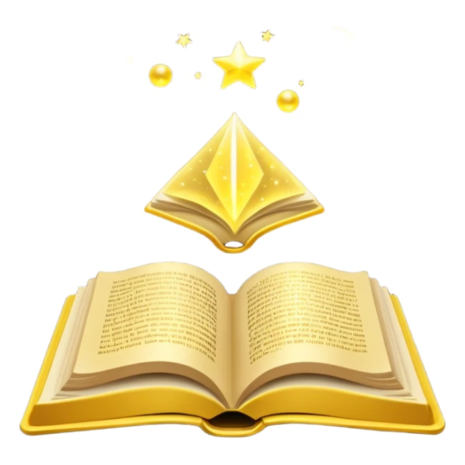 mystic yellow book, glowing, magical, mysterious, floating, sparkles sticker