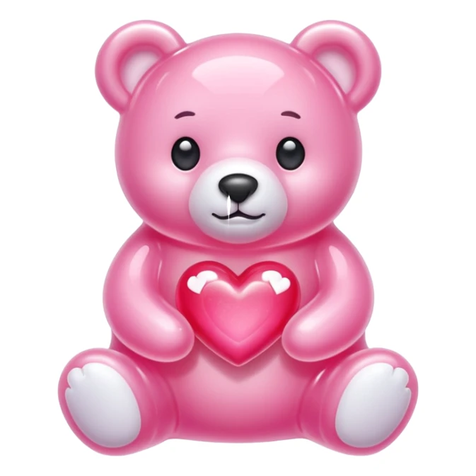 white jelly bear heart jelly pink sticker