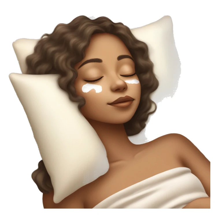 pretty light skinned brunette girl sleeping with cream coloured moisturiser on her face soft textures sticker