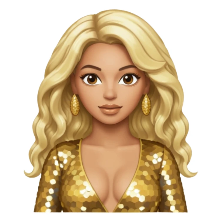 Beyonce platinum blonde hair, gold outfit sticker