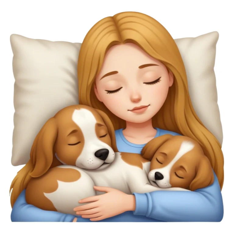 Blind hair girl sleeping with a dog sticker