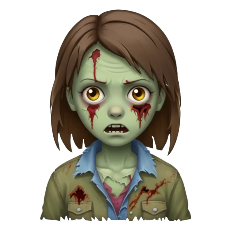 a zombie girl with straight brown hair  sticker