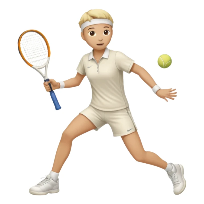 High resolution full body of a tennis player with just a one racket  sticker