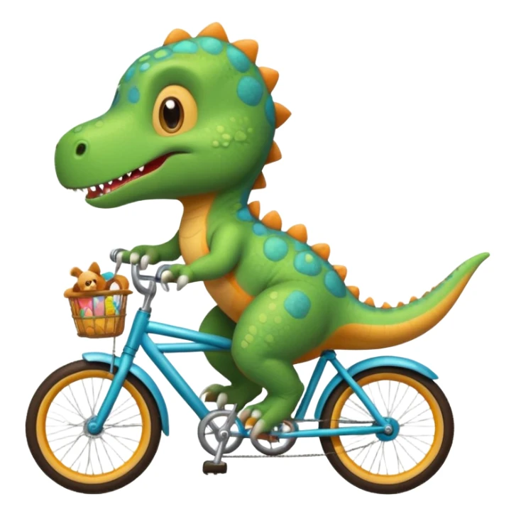 Baby dinosaur and  puppy riding a retro bike  sticker