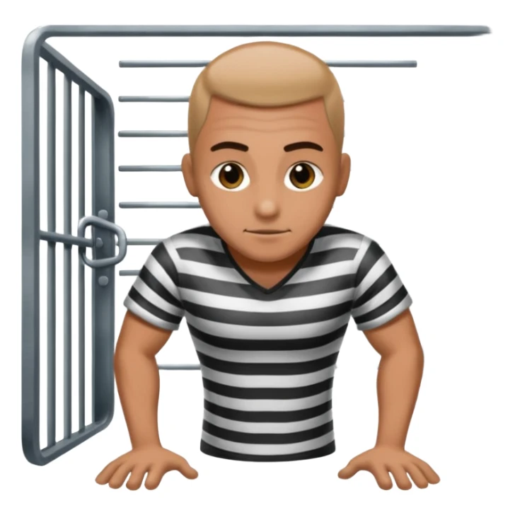 Prisoner doing pushups in front of jail cell sticker