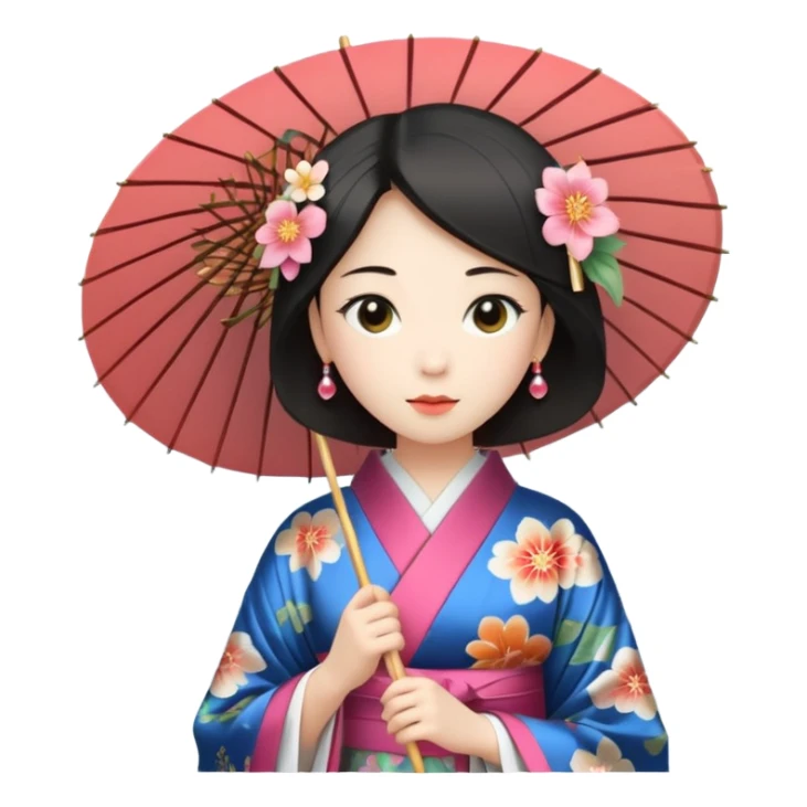 Japanese Princess with paper umbrella sticker