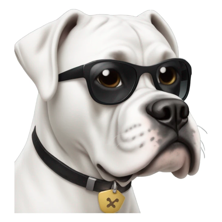 White boxer dog with completely black sunglasses   sticker