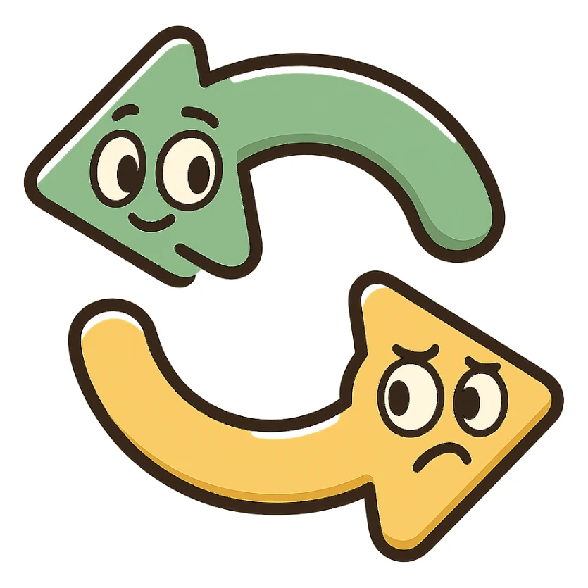 turnover arrows icon, modern look, green gold and white color scheme, rounded shapes, simple design, no background sticker