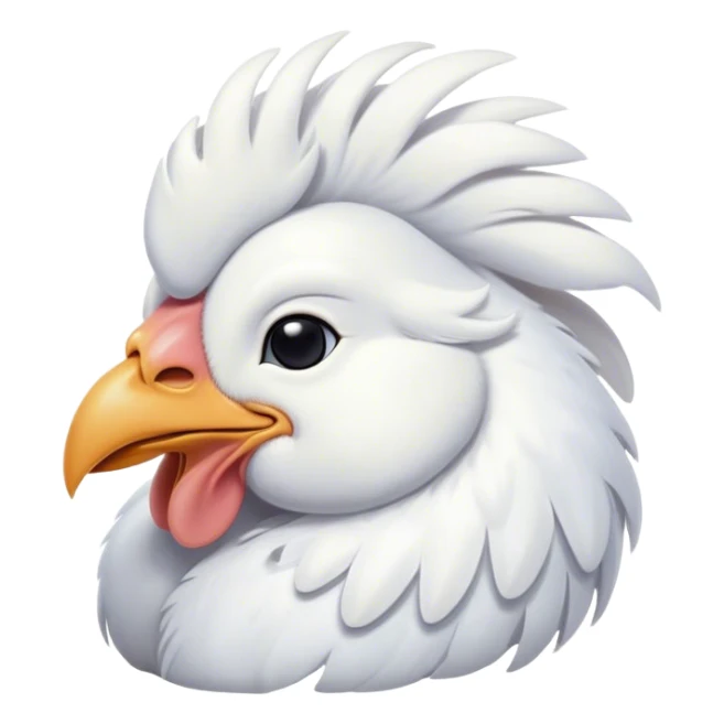 Meme-Worthy Cute Sleeping White Rooster Portrait Emoji, Head resting peacefully with a contented smile, showcasing a robust build and a luxuriously soft pure white plumage, eyes shut in a serene, restful nap, Simplified yet hilariously adorable features, highly detailed, glowing with a soft, drowsy light, high shine, relaxed and utterly lovable, stylized with an air of playful laziness, bright and heartwarming, soft glowing outline, capturing the essence of a comically sleepy rooster, so meme-worthy it feels like it could instantly become the next viral sensation of adorable slumber! sticker