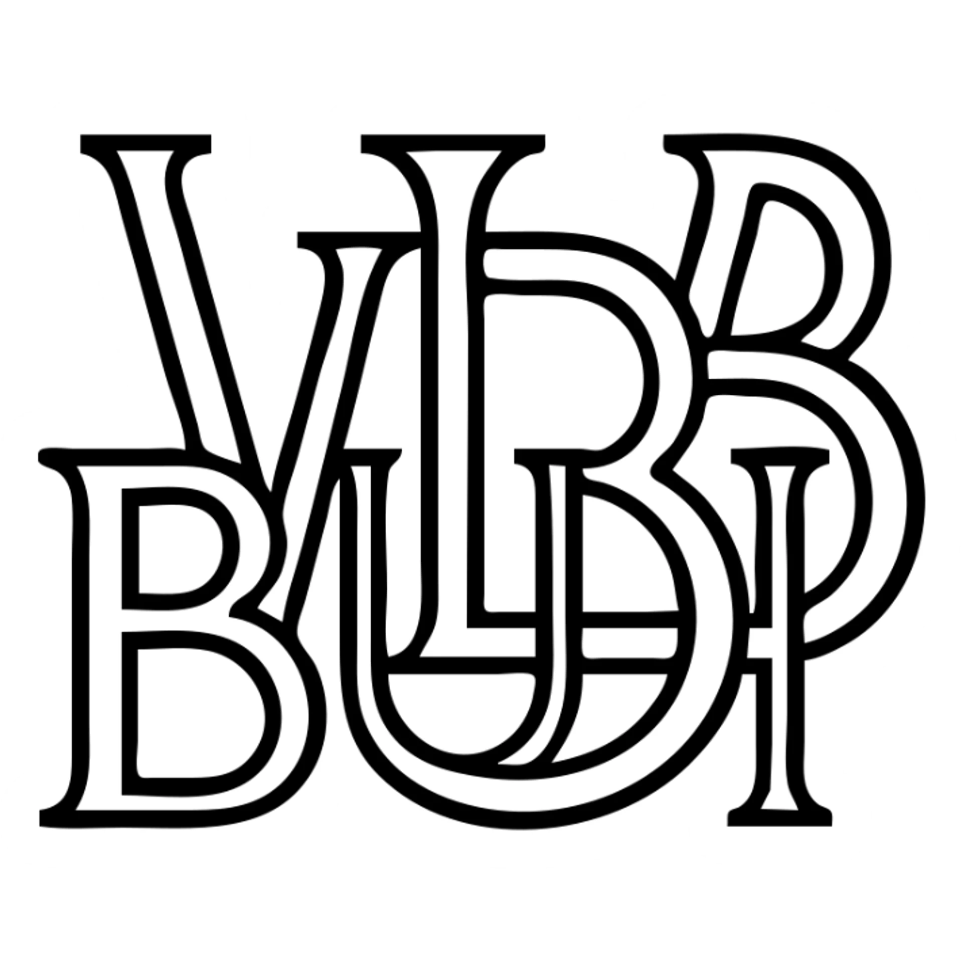 grey elegant monogram of the letters WILD BUNCH, intertwined or overlapping, sophisticated look sticker