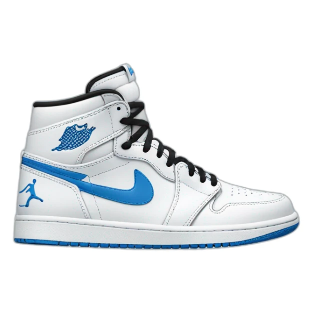 nike jordan 1 white sneaker with blue clouds printed on the sneaker  sticker