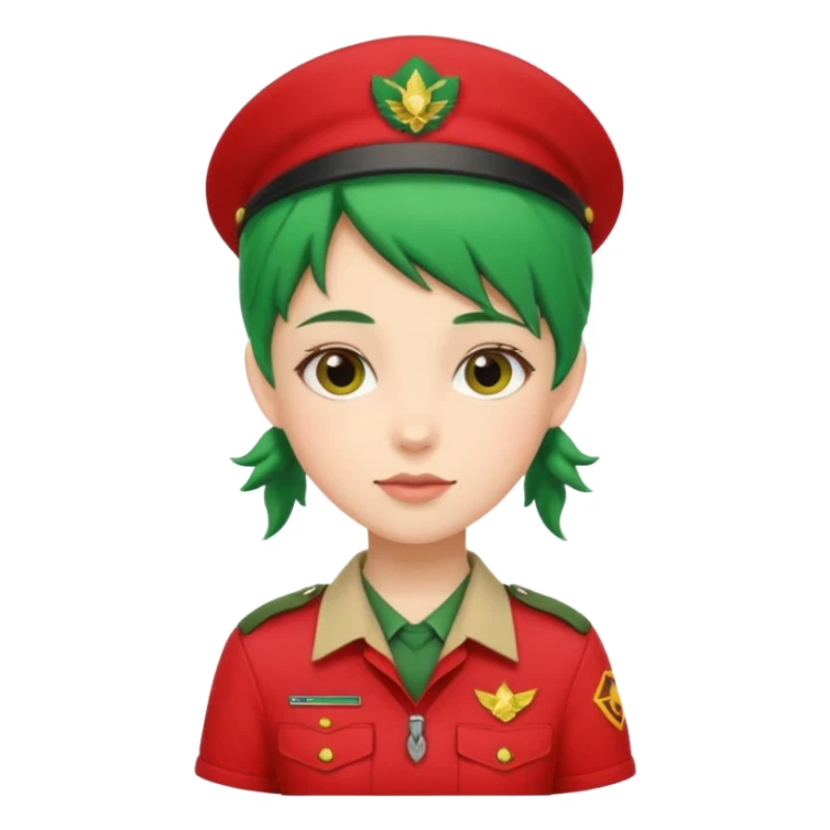 green haired scout girl with red uniform sticker