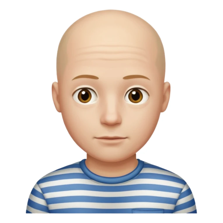bald young man with striped shirt sticker