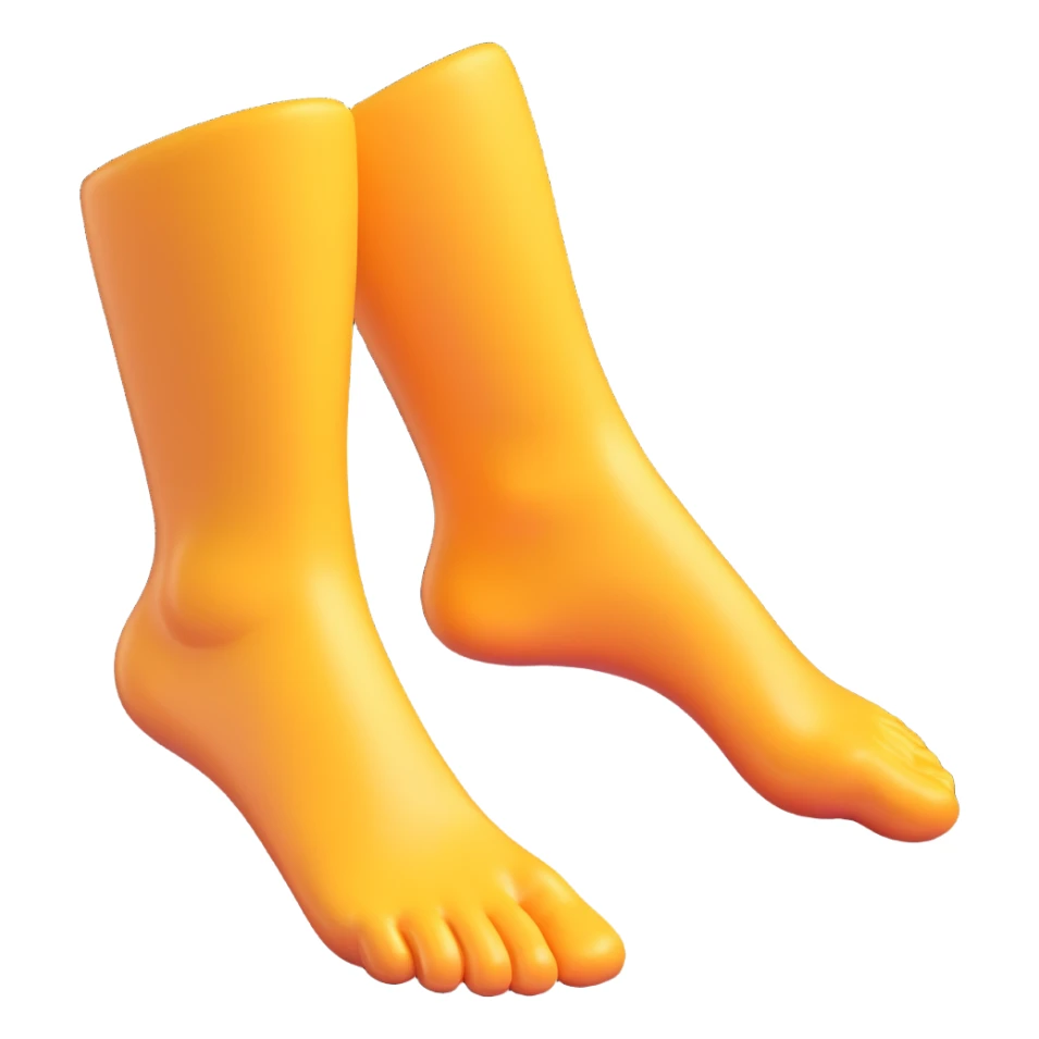 Create a single leg emoji in the same pose as the reference image, in iOS emoji style. 3D, shiny, smooth gradients, soft shadows, realistic leg and foot, classic emoji look. Add a soft shadow under the foot. sticker