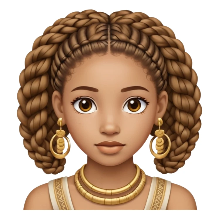 Girl with Fulani braids and curly back head and gold bangle earrings  sticker