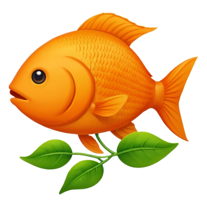 A fish holding a plant sticker