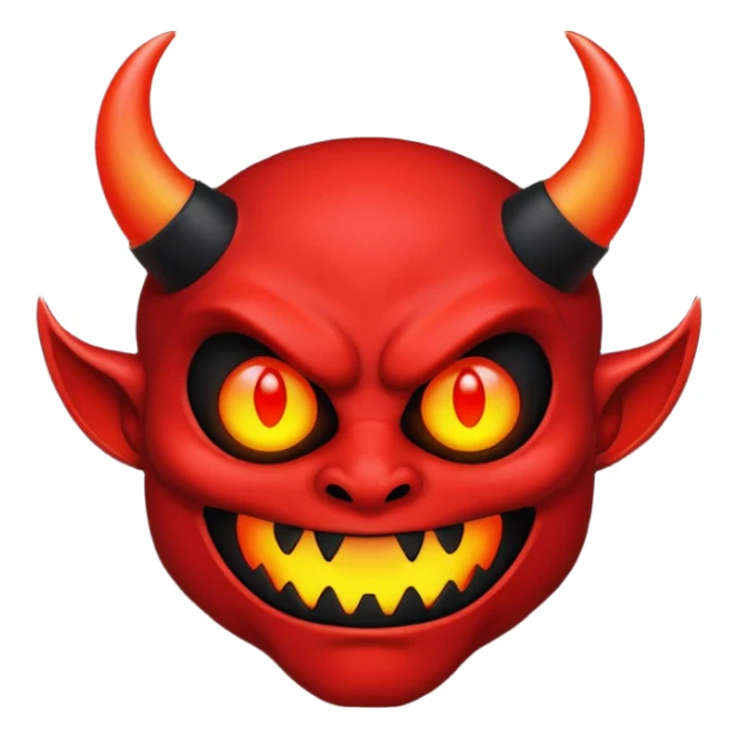 A red demon that is LED and black and is glowing sticker