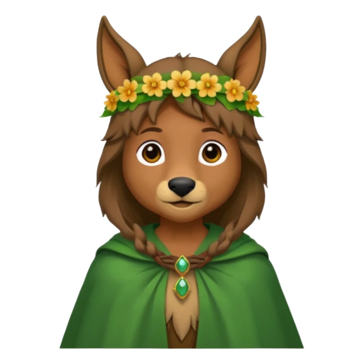 doe dressed as a druid, flower crown, green cape sticker