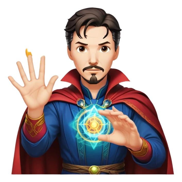Doctor Strange with magical hand gestures casting spell sticker