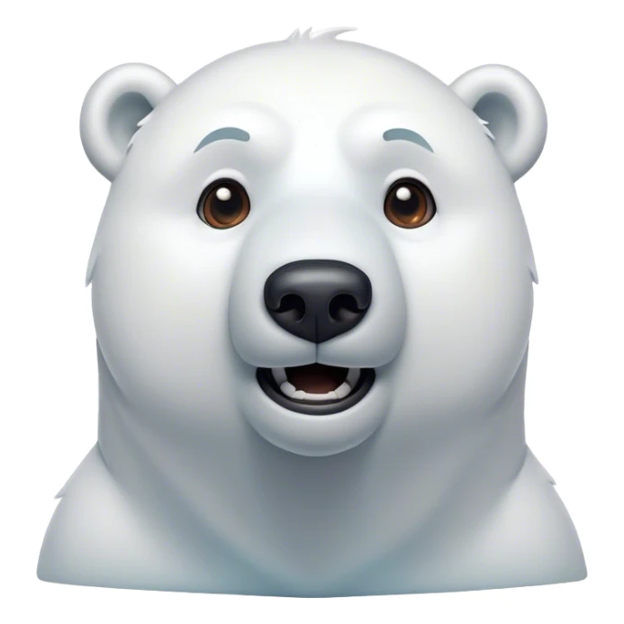 Cinematic Comical Polar Bear Portrait Emoji, Head tilted dramatically with an exaggeratedly shocked expression, featuring a robust, snowy build with wide, comically expressive eyes full of humorous disbelief, Simplified yet hilariously expressive features, highly detailed, glowing with a slightly sassy polar glow, high shine, dramatic yet playful, stylized with an air of quirky arctic attitude, soft glowing outline, capturing the essence of a meme-worthy polar bear that appears ready to side-eye its way into viral fame! sticker