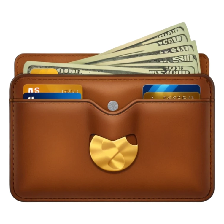 portefeuille marron avec pleins de billet et carte bancaire sticker