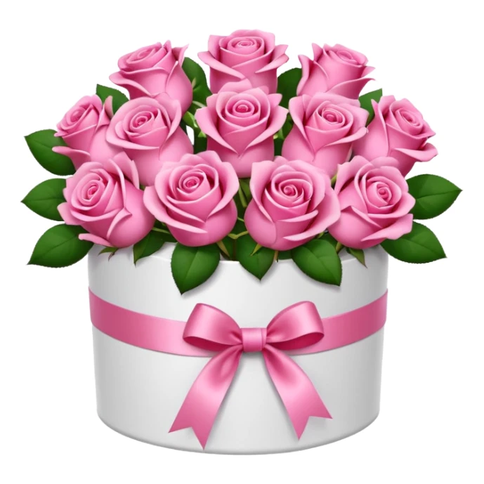 bouquet of pink 15 roses in a round white box sticker