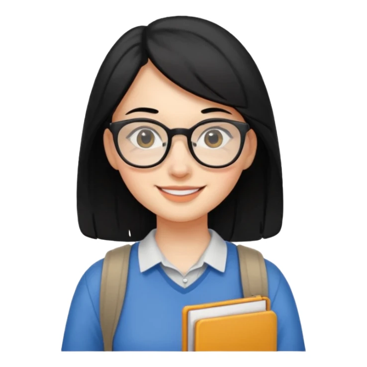 a female college student, and black hair, no back pack sticker