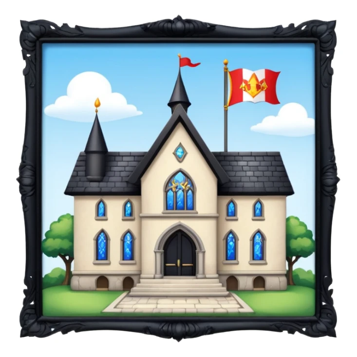 magic school, with a flag, flag on a roof sticker