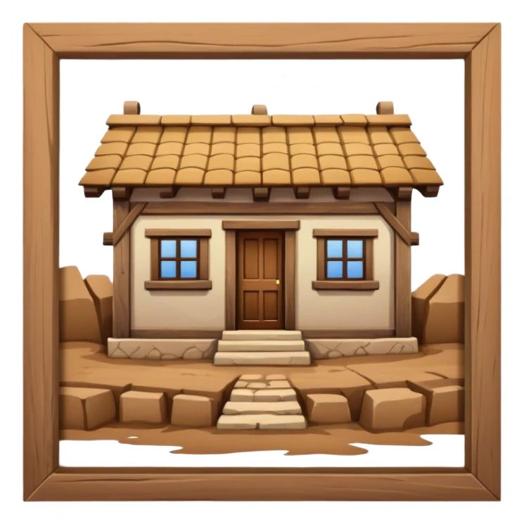 ￼ a old looking house made out of wooden beams and mud bricks sticker