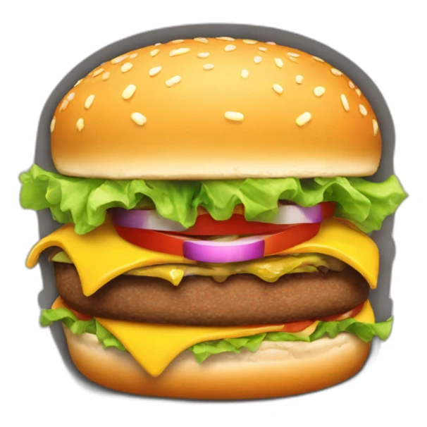 face of man taking bit of big burger with big mouth sticker