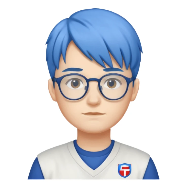 Faker with blue hair, T1 uniform, wearing glasses, white uniform











 sticker