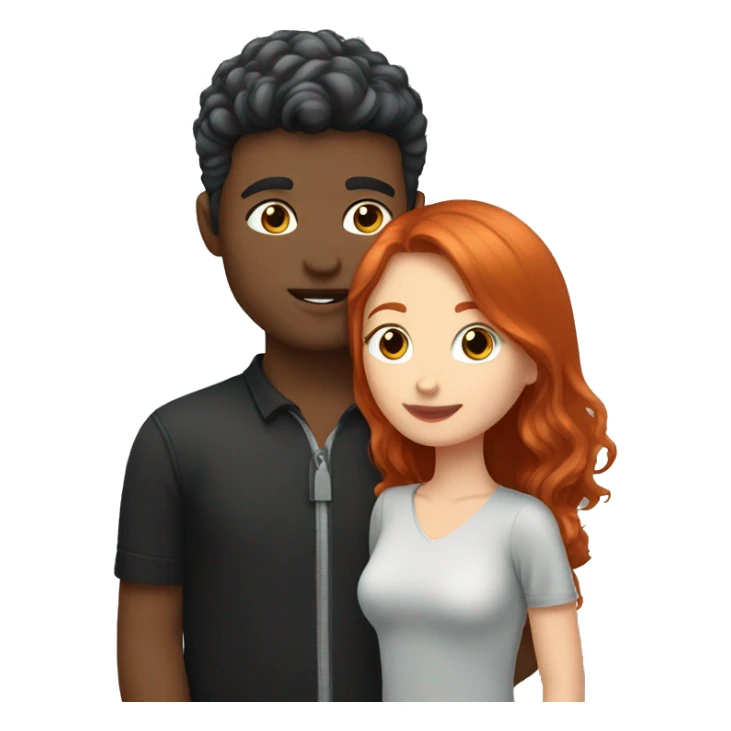 Redhead Girl Kissing silver/black haired man  sticker