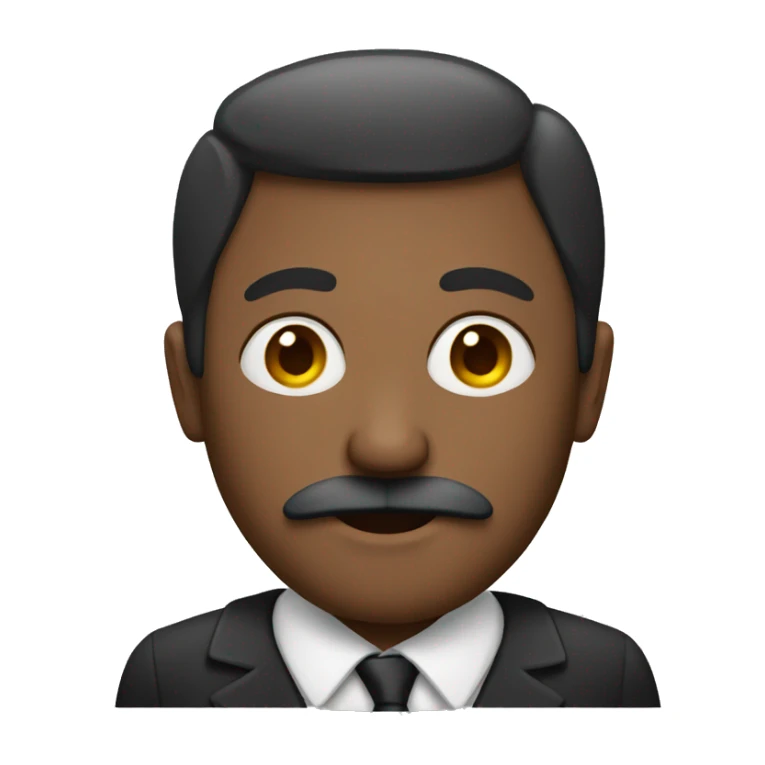 Man with a middle part and a  mustache sticker