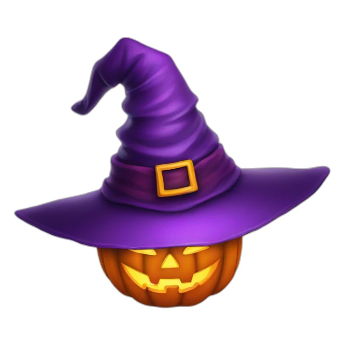 evil orange jack-o-lantern pumpkin wearing purple wizard hat sticker