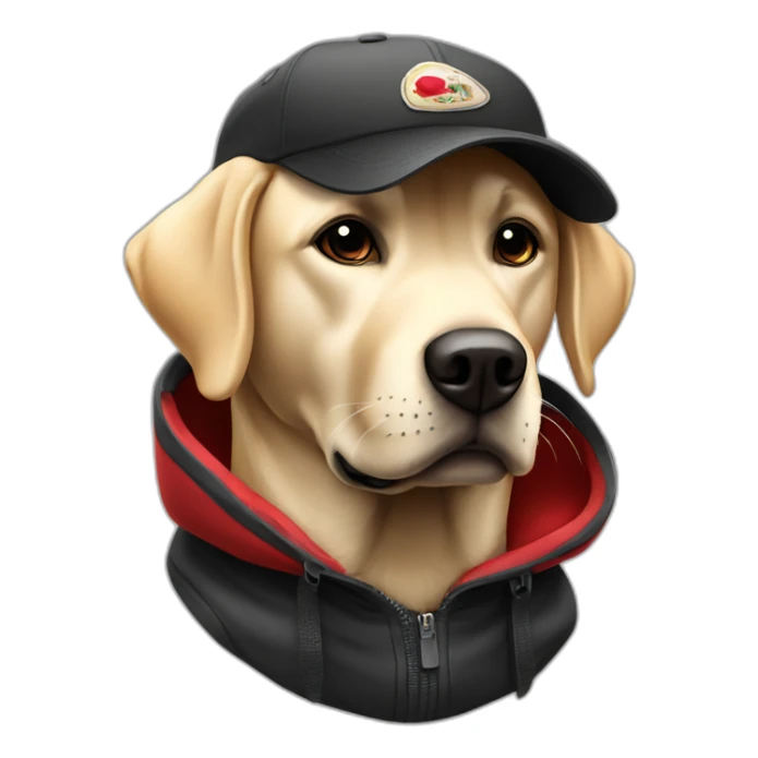 Labrador noir avec une casquette rouge sticker
