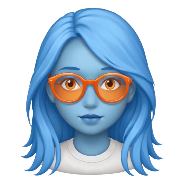 blue skinned orange glassed long haired girl sticker