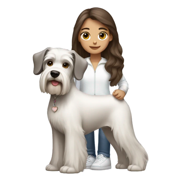 Brown hair girl with white schnauzer dog sticker