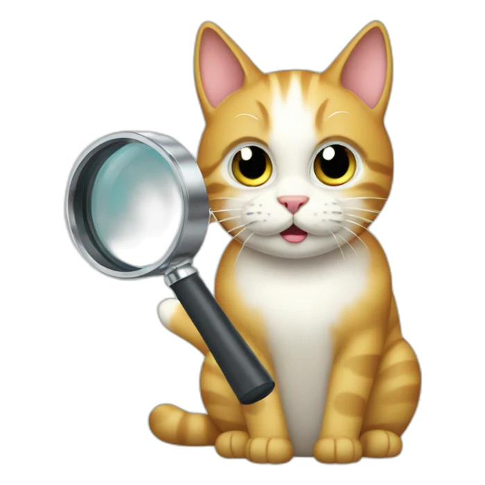 cat searching with a magnifier glass sticker
