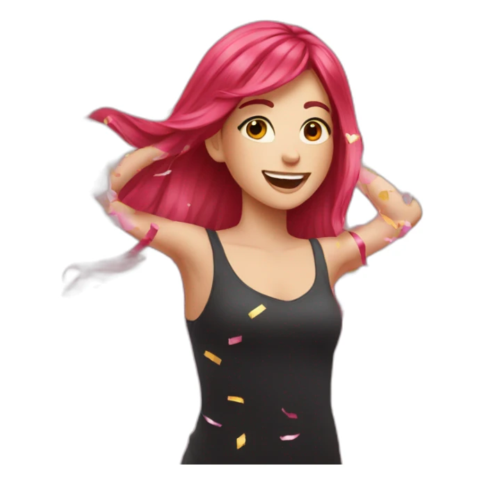 girl-long-straight-rosered-hair-throwing-confetti sticker