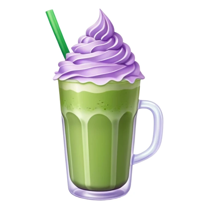 Iced matcha latte with purple whipped cream  sticker