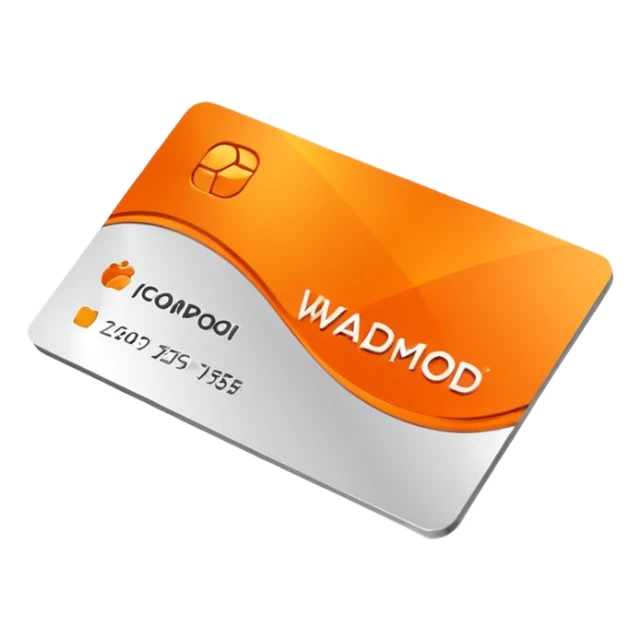 3D corporate card where Color #FF3D00 is the main visual element, with simple ‘WAD’ text. just 'WAD' and no other markings (no digits, no any card company logos, no chip). Minimal, modern, high-end. sticker