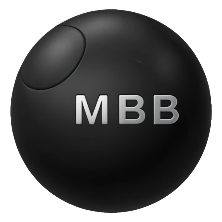 Black pull Ball with MB written on it. Nothing else no holes or anything. sticker