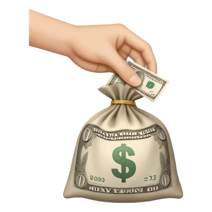 one hand holding a bag of money sticker