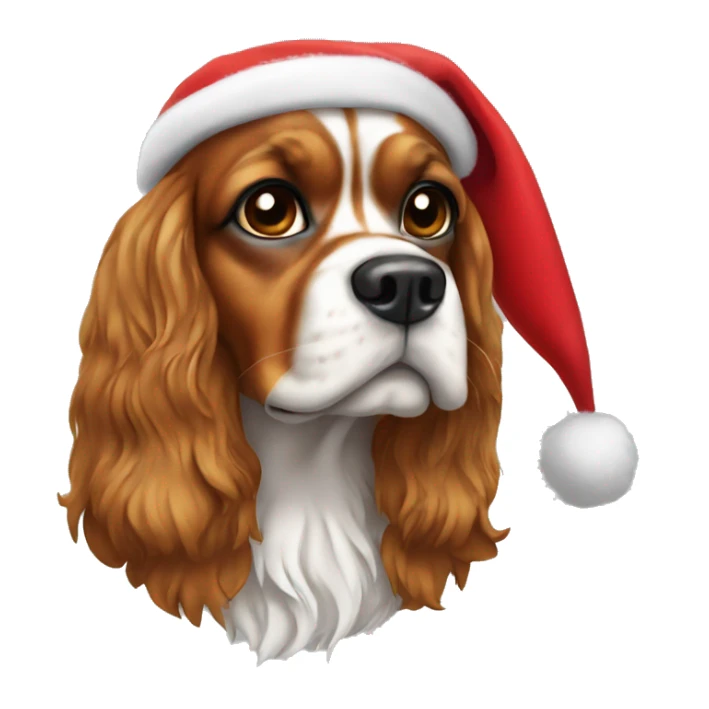 King Charles dog wearing Santa hat sticker