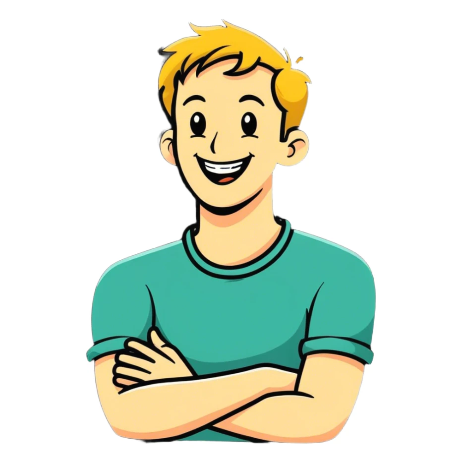 arms crossed holding neck laughing guy sticker