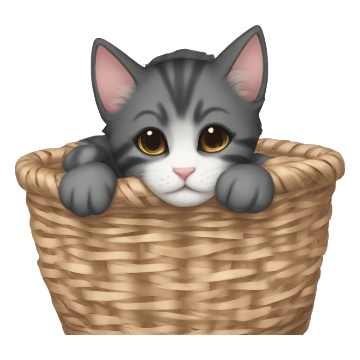 Kitten curled up in a basket dark academia aesthetic sticker