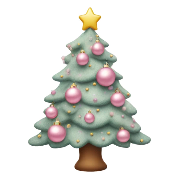 Pastel pink decorated Christmas tree sticker