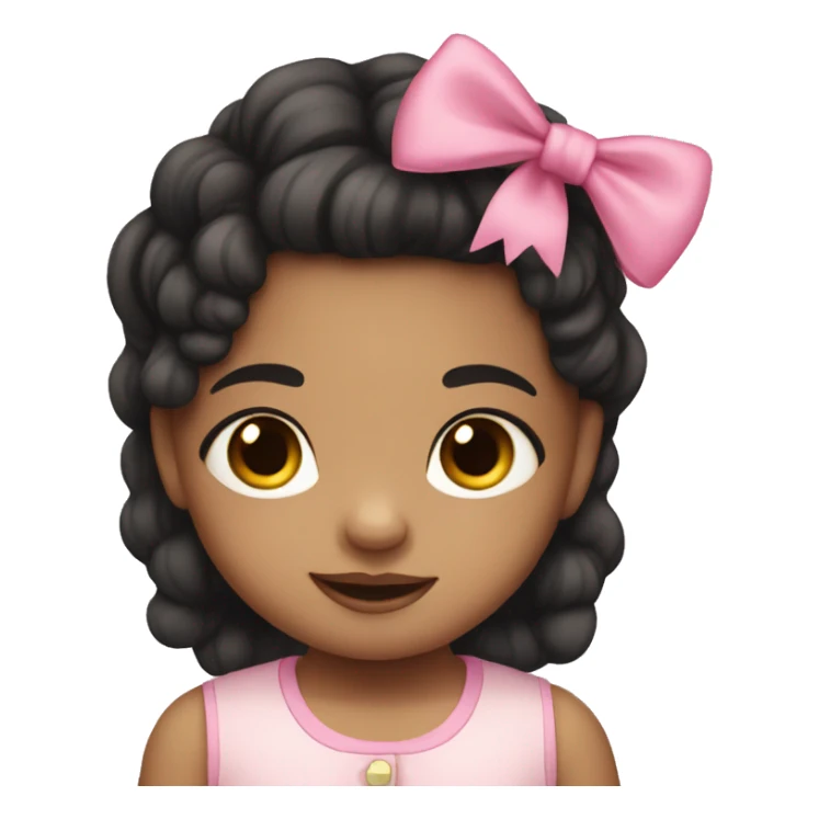 Toddler with dark hair and light skin and a pink bow sticker