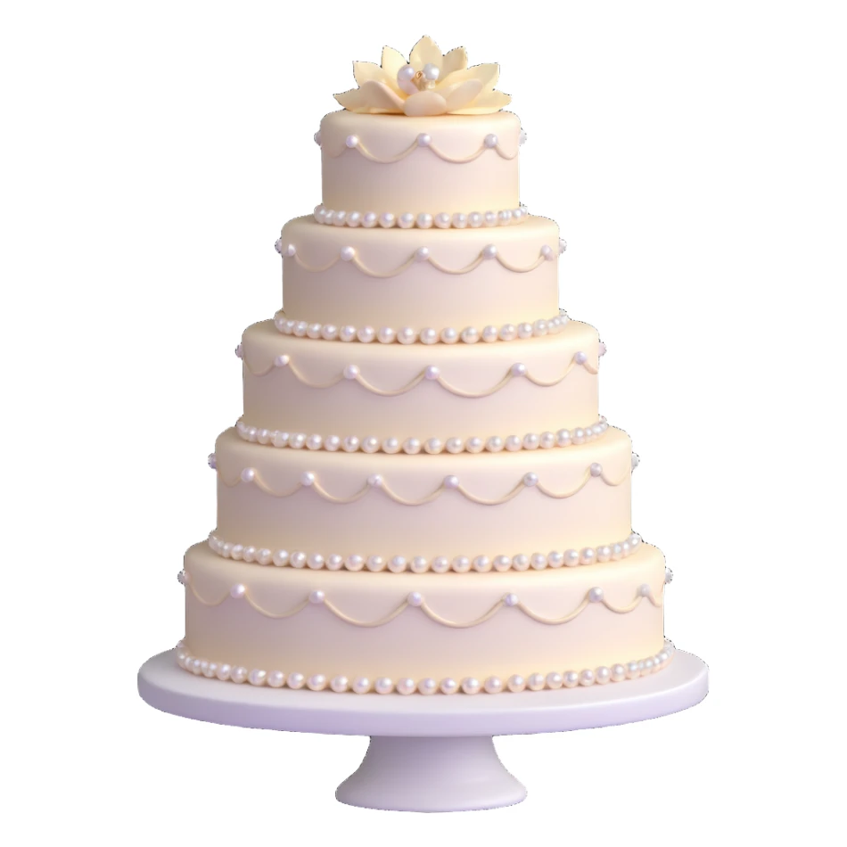 three-tier light pink wedding cake with pearl embellishments sticker