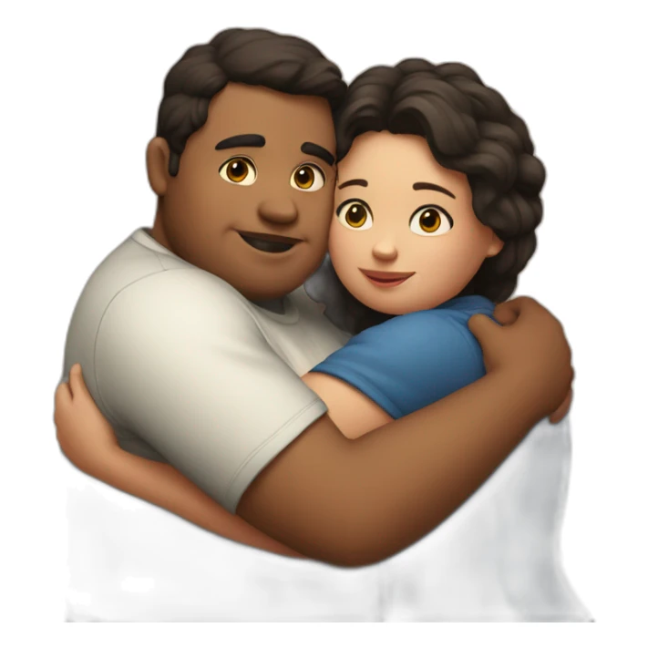 A fat boy hugging beautiful girl sticker